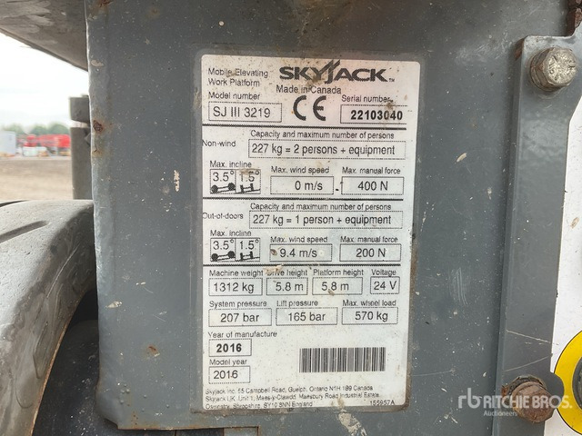 2016 Skyjack SJlll3219 Scissor Lift - Plataforma de Tijera/ Plataforma de tesoura: foto 2 2016 Skyjack SJlll3219 Scissor Lift - Plataforma de Tijera/ Plataforma de tesoura: foto 2