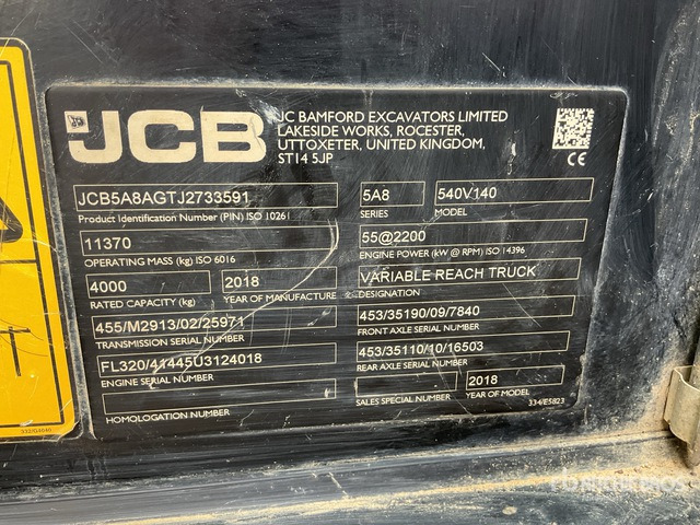 2018 JCB 540-140 Telehandler - Empilhador telescópico: foto 3 2018 JCB 540-140 Telehandler - Empilhador telescópico: foto 3