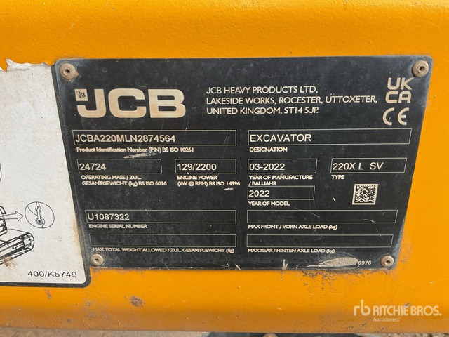 2022 JCB 220X LC MONO SV Tracked Excavator - Escavadora de rastos: foto 1 2022 JCB 220X LC MONO SV Tracked Excavator - Escavadora de rastos: foto 1