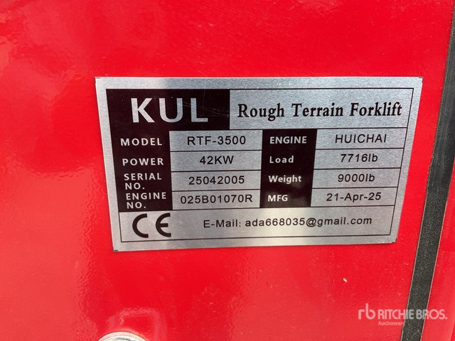 2025 KUL RTF-3500 3.5 ton 4x4 (Unused) Rough Terrain Forklift - Empilhador todo-o-terreno: foto 1 2025 KUL RTF-3500 3.5 ton 4x4 (Unused) Rough Terrain Forklift - Empilhador todo-o-terreno: foto 1