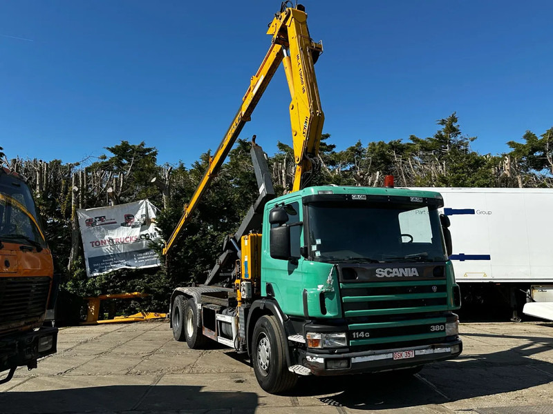 Scania P114-380 6X2 Ampirol + Heila 13000 5T Crane Manual Gear - Camião transportador de contêineres/ Caixa móvel: foto 1 Scania P114-380 6X2 Ampirol + Heila 13000 5T Crane Manual Gear - Camião transportador de contêineres/ Caixa móvel: foto 1