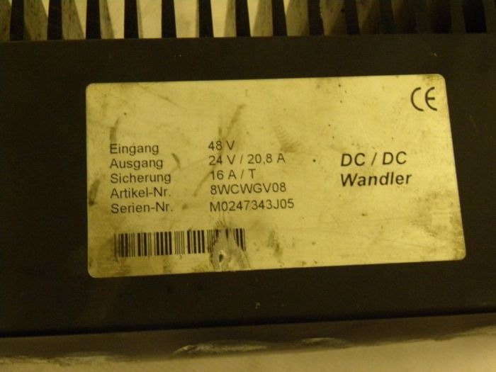 Converter DC-DC 48/24 V, 20.8 A for Mitsubishi - Sistema elétrico para Equipamento de movimentação: foto 3 Converter DC-DC 48/24 V, 20.8 A for Mitsubishi - Sistema elétrico para Equipamento de movimentação: foto 3