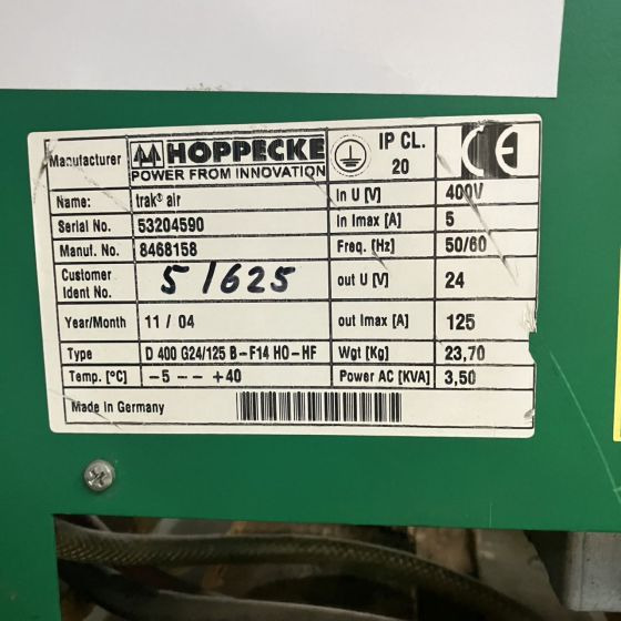 Sistema elétrico para Equipamento de movimentação Hoppecke D400 G24/125B-F14HO-HF Trak Air: foto 6