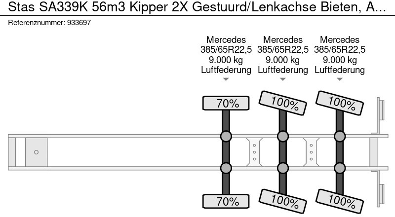Semi-reboque basculante Stas SA339K 56m3 Kipper 2X Gestuurd/Lenkachse Bieten, Aardappels: foto 17