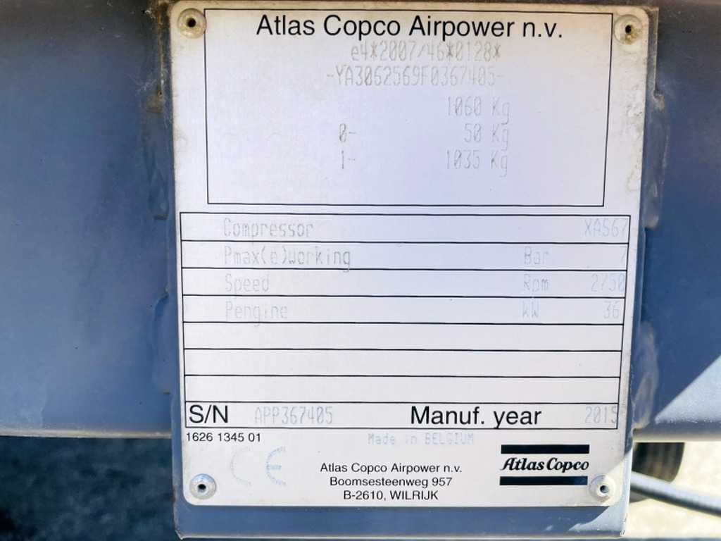 Atlas Copco XAS67 (4057) - Compressor de ar: foto 3 Atlas Copco XAS67 (4057) - Compressor de ar: foto 3