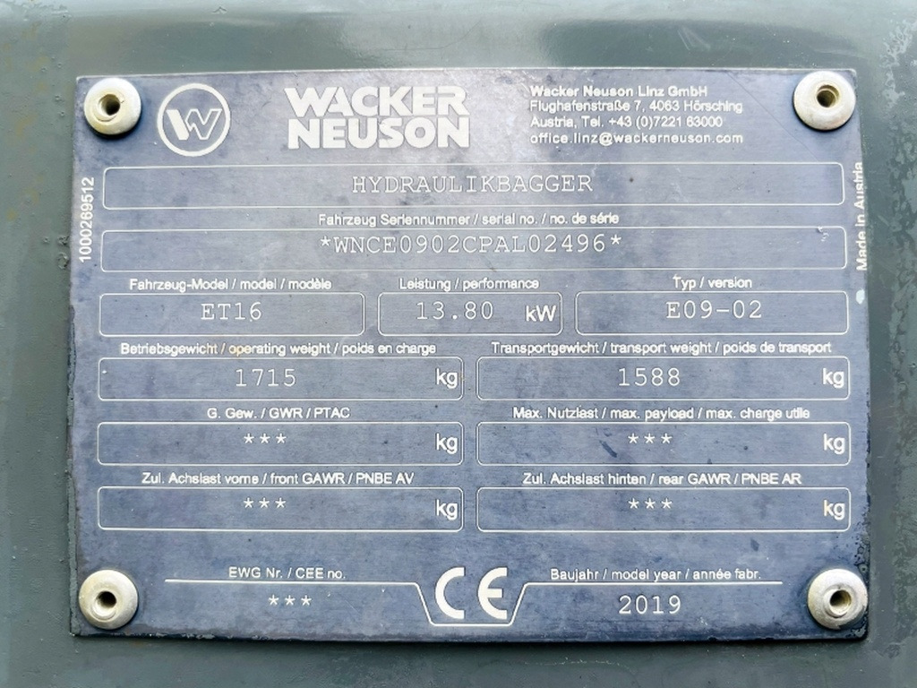 Neuson ET16 (4033) - Mini escavadeira: foto 3 Neuson ET16 (4033) - Mini escavadeira: foto 3