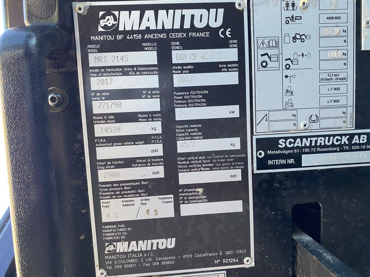 Empilhador telescópico Manitou MRT2145 EASY: foto 10
