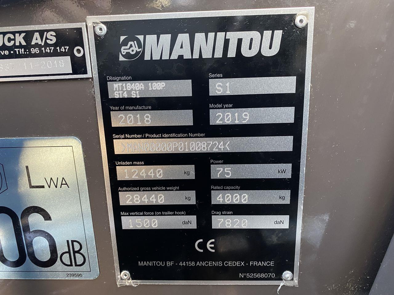 Empilhador telescópico Manitou MT1840A ST4: foto 10