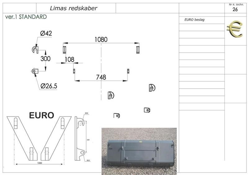 Limas Halmspyd 2 tænder EURO - Balde para Máquina de construção: foto 2 Limas Halmspyd 2 tænder EURO - Balde para Máquina de construção: foto 2