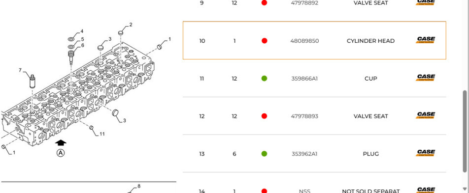Case 48089850 - Cabeça do motor para Máquina de construção: foto 1 Case 48089850 - Cabeça do motor para Máquina de construção: foto 1