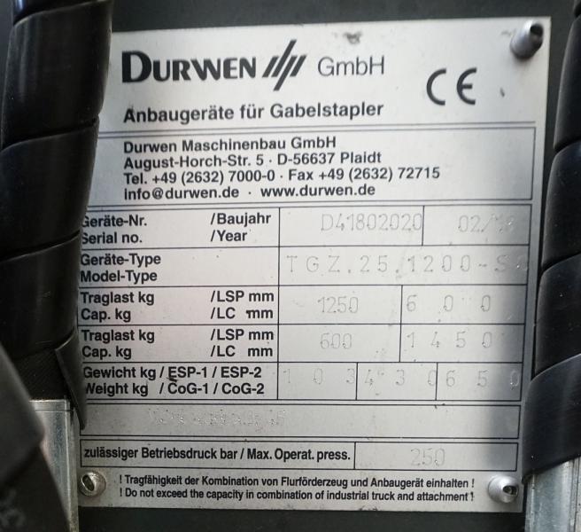 DURWEN TGZ.25.1200 SC - Garfos para Empilhador: foto 4 DURWEN TGZ.25.1200 SC - Garfos para Empilhador: foto 4