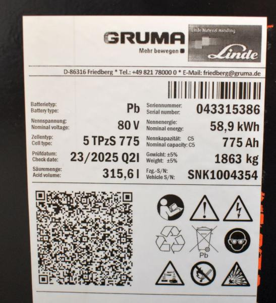 GRUMA 80 Volt 5 PzS 775 Ah - Bateria automotiva: foto 5 GRUMA 80 Volt 5 PzS 775 Ah - Bateria automotiva: foto 5