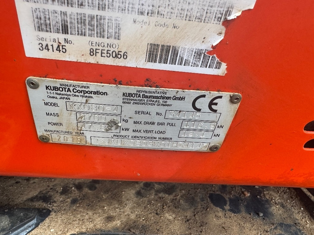 Mini escavadeira Kubota KX 080-4: foto 6