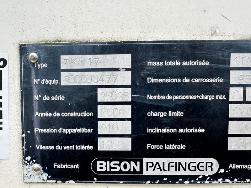 Caminhão com plataforma aérea BISON Palfinger TKA 17: foto 11