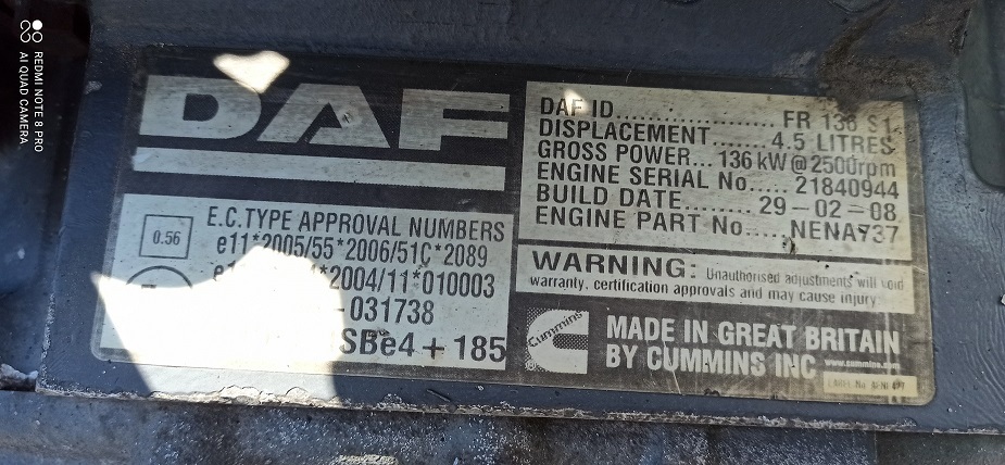 DAF LF 45 55 180 FR136S1 - Motor e peças para Camião: foto 3 DAF LF 45 55 180 FR136S1 - Motor e peças para Camião: foto 3