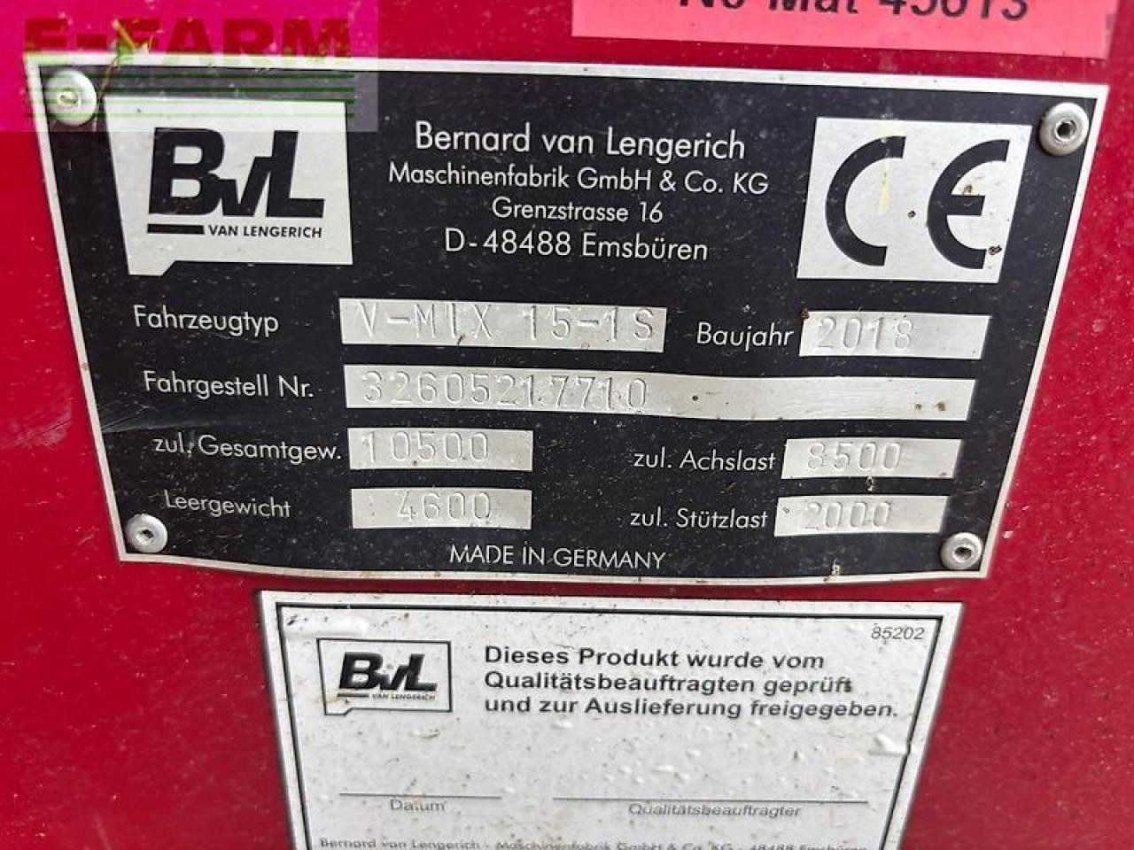 BVL - van Lengerich v - mix 15 - 1s neue schnecke - Equipamento de gado: foto 3 BVL - van Lengerich v - mix 15 - 1s neue schnecke - Equipamento de gado: foto 3