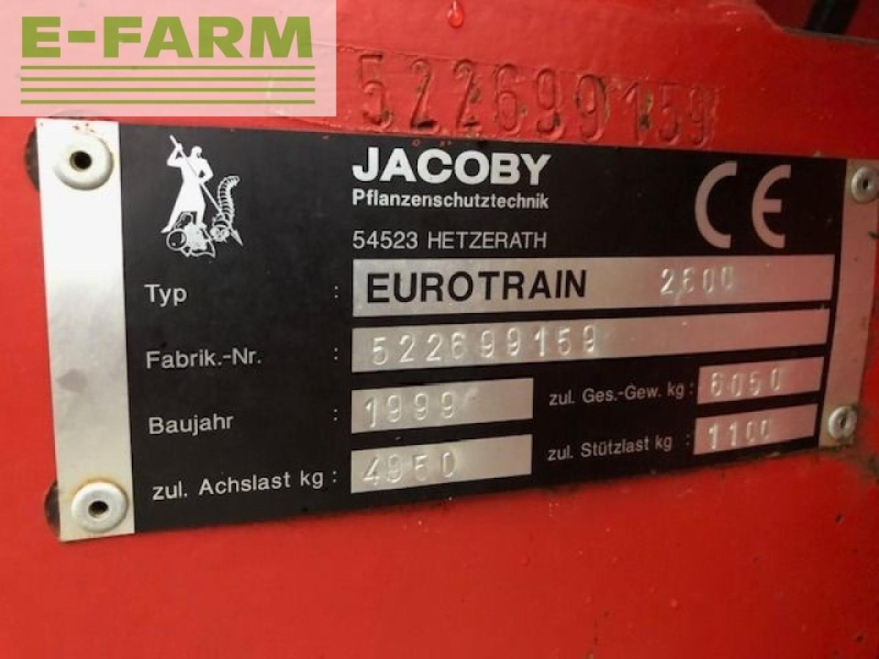 Jacoby eurotrain 2600 - Pulverizador de arrastar: foto 2 Jacoby eurotrain 2600 - Pulverizador de arrastar: foto 2
