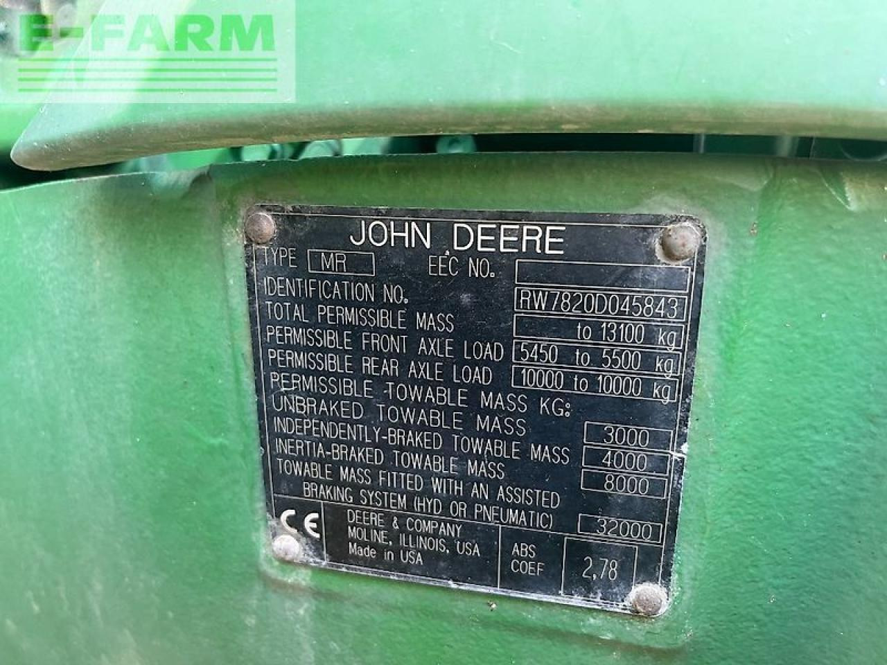 John Deere 7820 allrad traktor - Trator: foto 2 John Deere 7820 allrad traktor - Trator: foto 2
