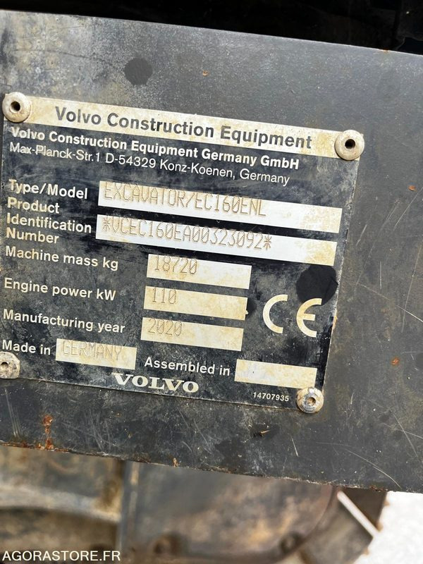 PELLE VOLVO EC160 NL - 2020 / 4950 HEURES - Escavadeira: foto 5 PELLE VOLVO EC160 NL - 2020 / 4950 HEURES - Escavadeira: foto 5
