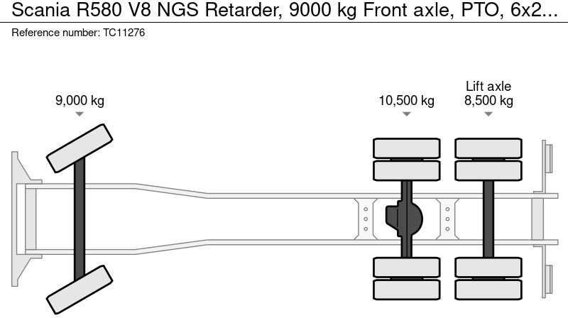Camião chassi Scania R580 V8 NGS Retarder, 9000 kg Vooras, PTO, 6x2: foto 9 Camião chassi Scania R580 V8 NGS Retarder, 9000 kg Vooras, PTO, 6x2: foto 9