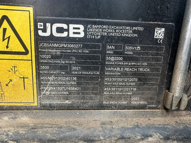 Empilhador telescópico JCB 535V125 , 1229 HOURS,CE, 12,5 M LIFT HEIGHT, 3500 KG, AUXIARY HYDRAULIC PLUMBING: foto 12