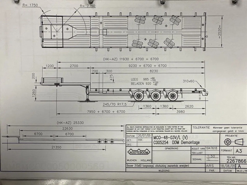 Nooteboom MCO-48-03V/L, DOUBLE EXTENDABLE, TOTAL 26.53 METERS - Semi-reboque baixa: foto 4 Nooteboom MCO-48-03V/L, DOUBLE EXTENDABLE, TOTAL 26.53 METERS - Semi-reboque baixa: foto 4
