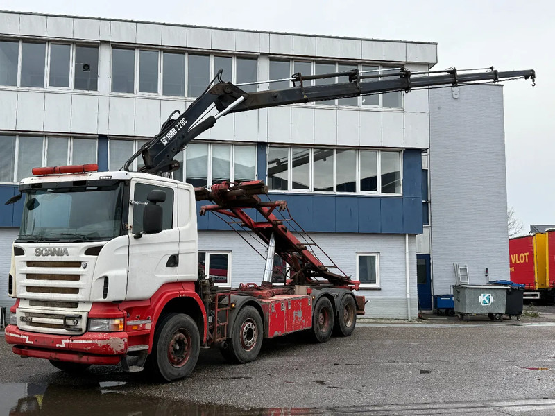 Scania R500 V8 8X4 + HIAB 220-5 + REMOTE + CABLELIFT - FULL STEEL SUSP. MANUAL GEAR. BIG AXLES - Camião com sistema de cabo, Camião grua: foto 1 Scania R500 V8 8X4 + HIAB 220-5 + REMOTE + CABLELIFT - FULL STEEL SUSP. MANUAL GEAR. BIG AXLES - Camião com sistema de cabo, Camião grua: foto 1