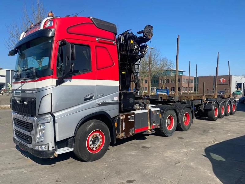 Camião de transporte de madeira, Camião grua Volvo FH 540 6X4 EURO 6 + EPSILON S260Z96 + TRAILER 4 AXLE DOLL: foto 7