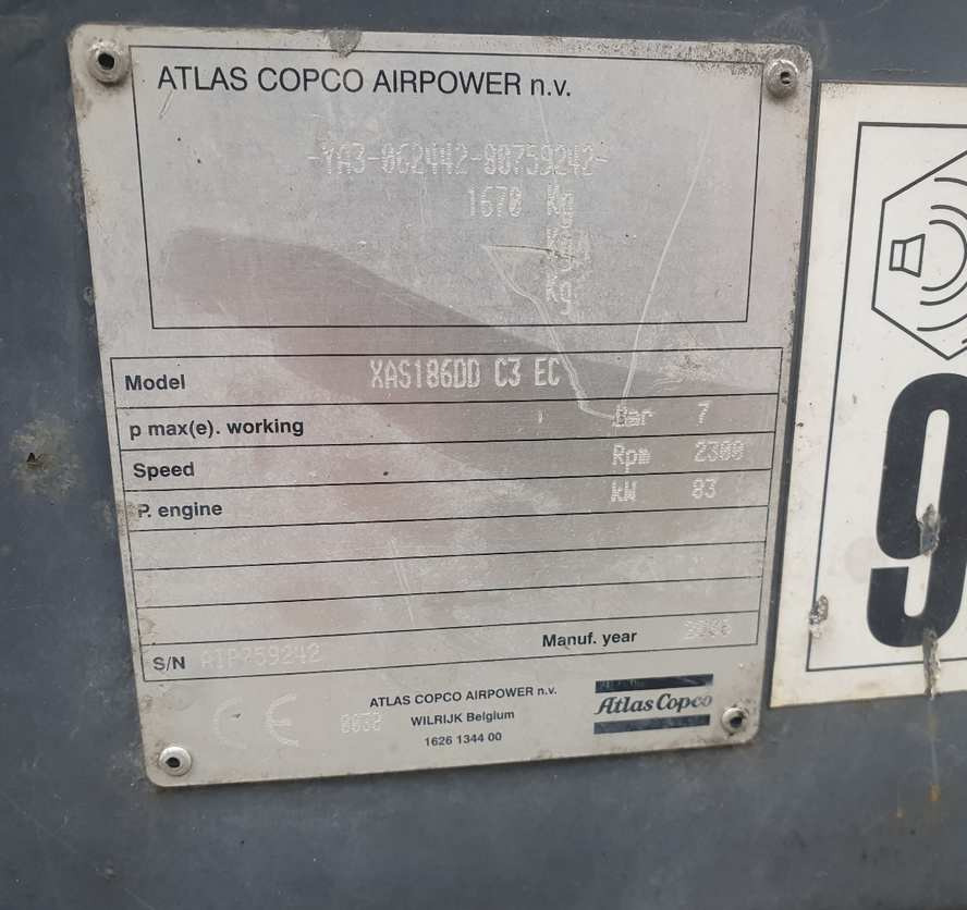 Atlas Copco XAS 186 air compressor - Compressor de ar: foto 3 Atlas Copco XAS 186 air compressor - Compressor de ar: foto 3