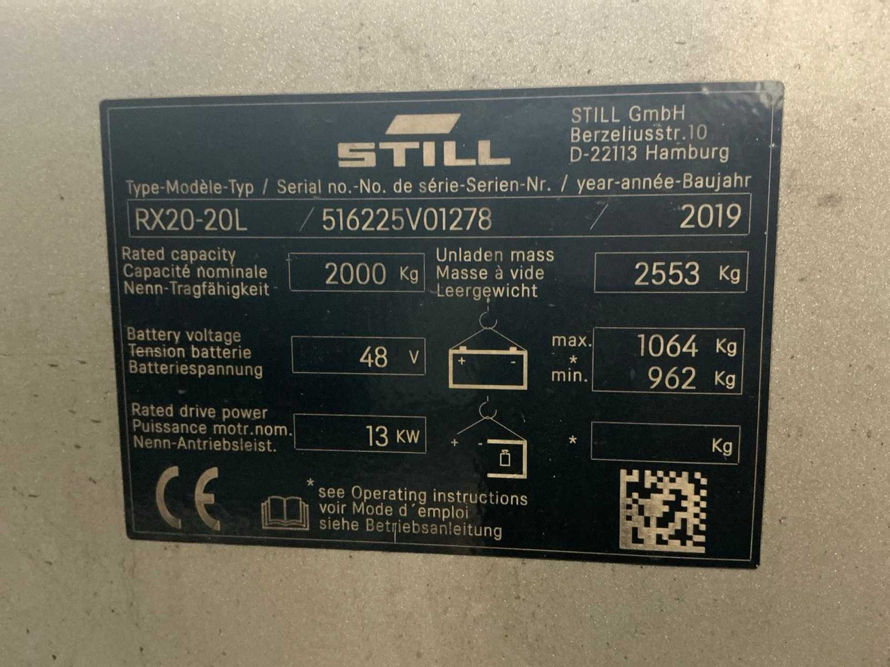 2019 STILL RX20-20L FORKLIFT - Empilhador: foto 1 2019 STILL RX20-20L FORKLIFT - Empilhador: foto 1