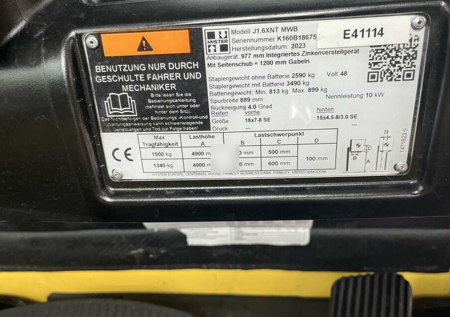 Empilhador elétrico Hyster J1.6XNT MWB: foto 8