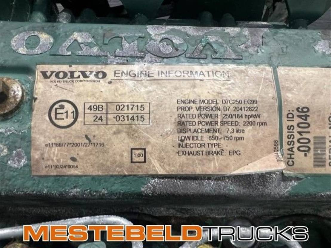 Volvo Motor D7C 250 EC 99 - Motor para Camião: foto 3 Volvo Motor D7C 250 EC 99 - Motor para Camião: foto 3