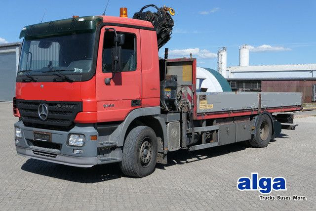 Mercedes-Benz 1844 L Actros 4x2, Hiab 144E-3, Funk, Voll-Luft - Camião de caixa aberta/ Plataforma, Camião grua: foto 1 Mercedes-Benz 1844 L Actros 4x2, Hiab 144E-3, Funk, Voll-Luft - Camião de caixa aberta/ Plataforma, Camião grua: foto 1
