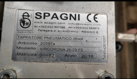 Capsuleuse pneumatique semi-automatique Spagni - Equipamento de processamento de alimentos: foto 4 Capsuleuse pneumatique semi-automatique Spagni - Equipamento de processamento de alimentos: foto 4