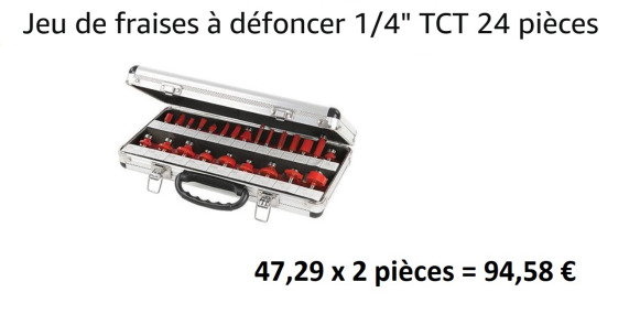 2 Jeux de fraises à défoncer 1/4" TCT 24 pcs - Máquina de outro: foto 1 2 Jeux de fraises à défoncer 1/4" TCT 24 pcs - Máquina de outro: foto 1