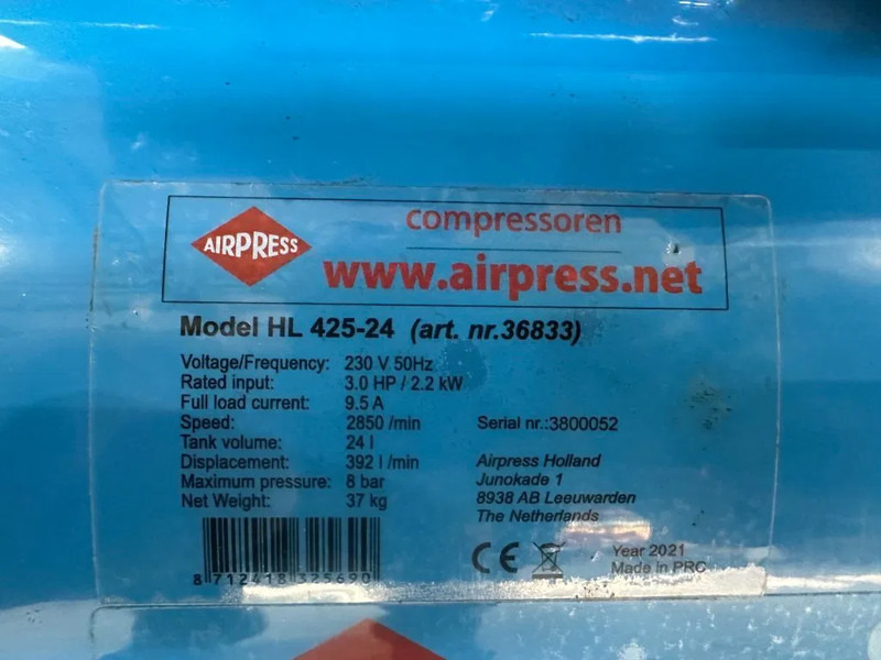 Airpress HL 425-24 Elektrische Zuigercompressor 3 PK 392 L / min 8 Bar Overstock New ! - Compressor de ar: foto 3 Airpress HL 425-24 Elektrische Zuigercompressor 3 PK 392 L / min 8 Bar Overstock New ! - Compressor de ar: foto 3