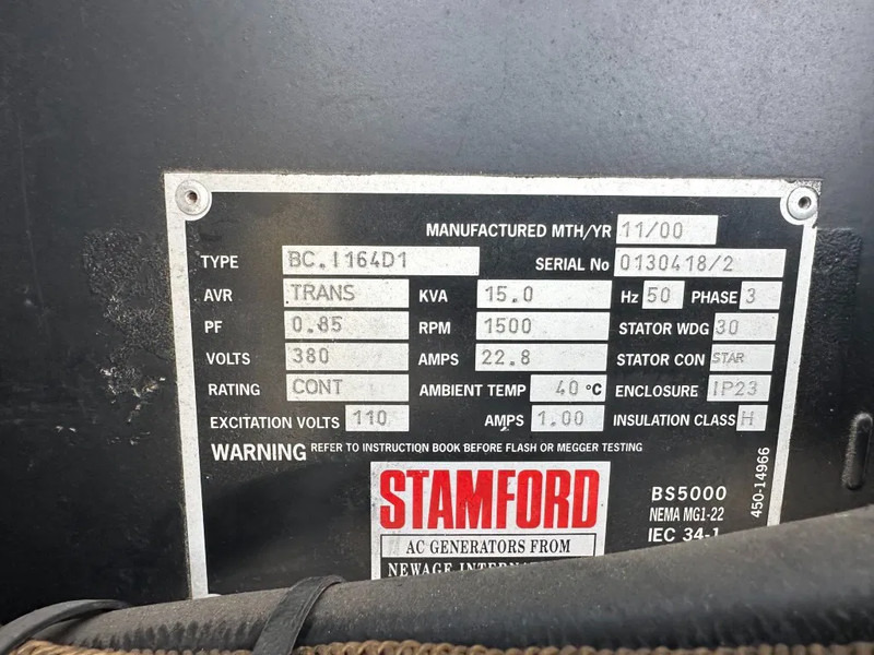 Gerador elétrico Atlas-Copco QAS 14 Yanmar Stamford 15 kVA Silent generatorset: foto 11