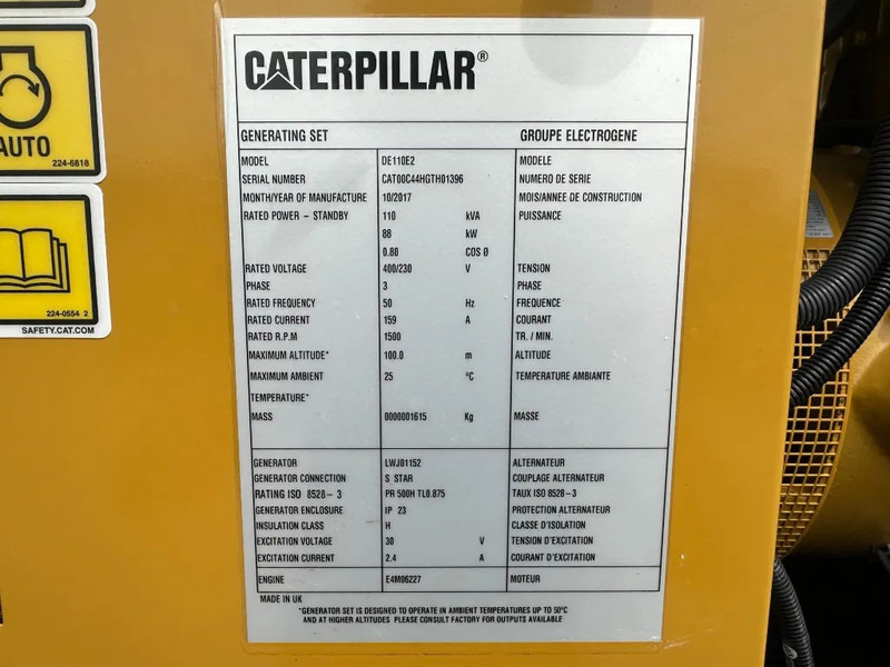 Caterpillar DE110E2 110 kVA Silent generatorset as New ! 121 hours XXL tank - Gerador elétrico: foto 3 Caterpillar DE110E2 110 kVA Silent generatorset as New ! 121 hours XXL tank - Gerador elétrico: foto 3