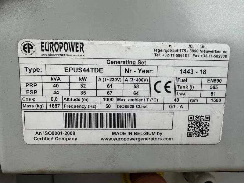Europower EPUS44TDE Kubota Leroy Somer 44 kVA Supersilent Rental generatorset - Gerador elétrico: foto 5 Europower EPUS44TDE Kubota Leroy Somer 44 kVA Supersilent Rental generatorset - Gerador elétrico: foto 5