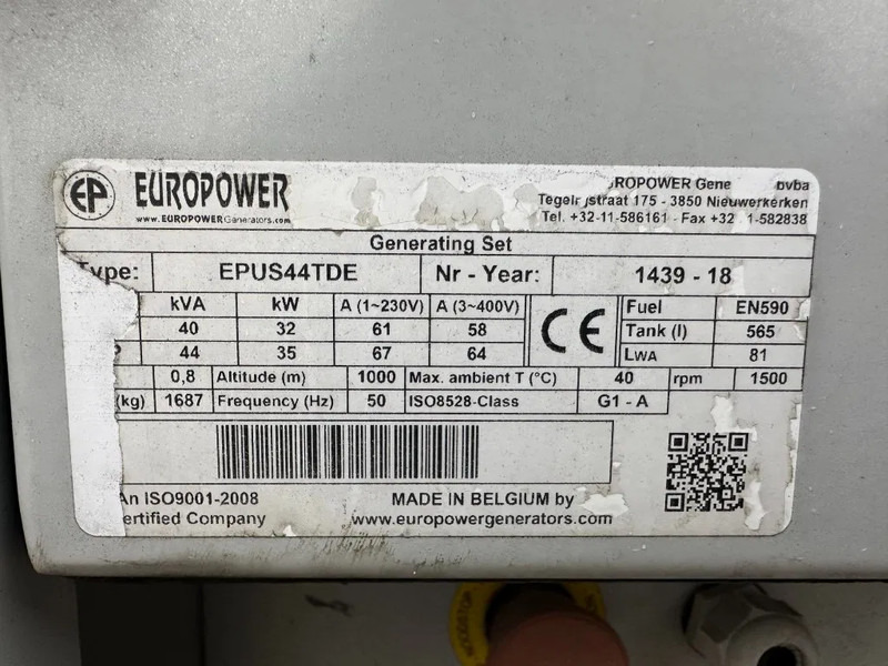 Europower EPUS44TDE Kubota Leroy Somer 44 kVA Supersilent Rental generatorset - Gerador elétrico: foto 5 Europower EPUS44TDE Kubota Leroy Somer 44 kVA Supersilent Rental generatorset - Gerador elétrico: foto 5