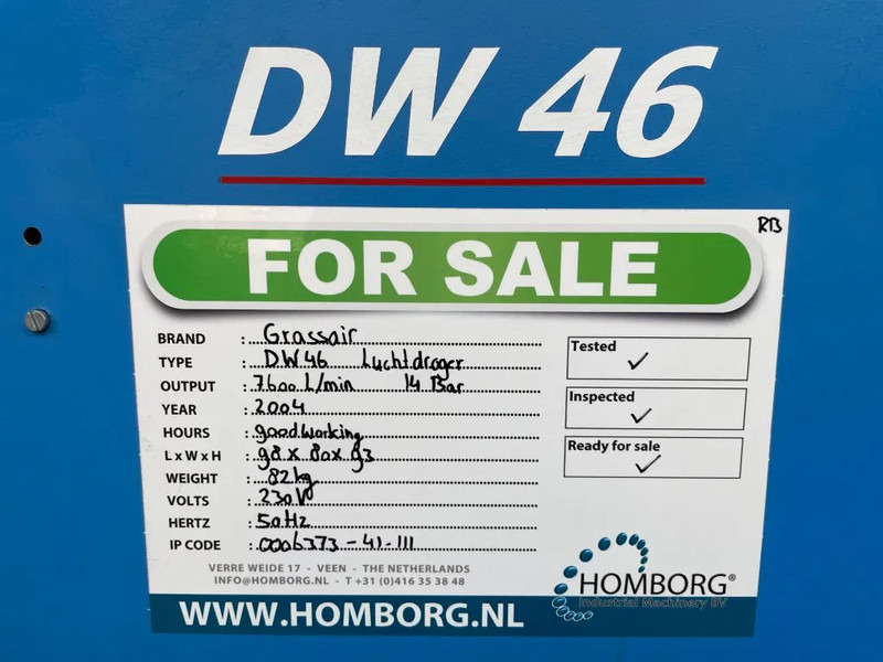 Compressor de ar Grassair Luchtdroger DW46 - 7600 L/min 14 Bar: foto 6