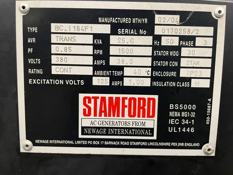 Hatz 2M40H Stamford 25 kVA generatorset - Gerador elétrico: foto 5 Hatz 2M40H Stamford 25 kVA generatorset - Gerador elétrico: foto 5