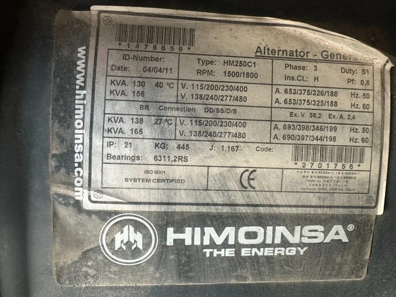 Gerador elétrico Himoinsa HFW 100 T5 Iveco Mecc Alte Spa 100 kVA Silent generatorset: foto 12