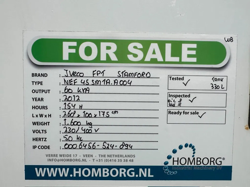 Gerador elétrico Iveco FPT NEF45 SM1A.A004 Stamford 60 kVA Silent Rental generatorset: foto 17