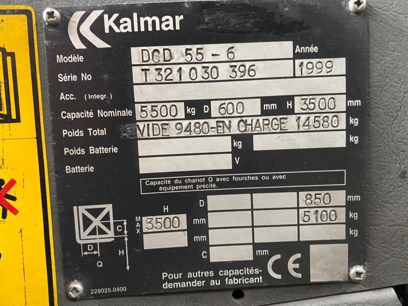 Kalmar DCD 55-6 6 ton Perkins Diesel Sideshift Positioner Freelift Heftruck - Empilhador a diesel: foto 5 Kalmar DCD 55-6 6 ton Perkins Diesel Sideshift Positioner Freelift Heftruck - Empilhador a diesel: foto 5