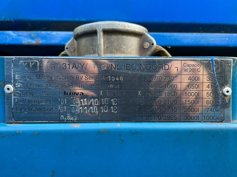 Kiwa IBC 1000 liter dieseltank met keuring - Depósito de armazenamento: foto 2 Kiwa IBC 1000 liter dieseltank met keuring - Depósito de armazenamento: foto 2