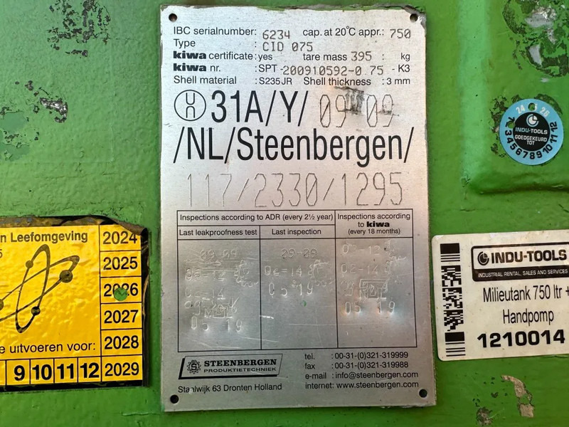 Kiwa IBC Steenbergen 750 liter Dieseltank met Handpomp Milieutank - Depósito de armazenamento: foto 3 Kiwa IBC Steenbergen 750 liter Dieseltank met Handpomp Milieutank - Depósito de armazenamento: foto 3
