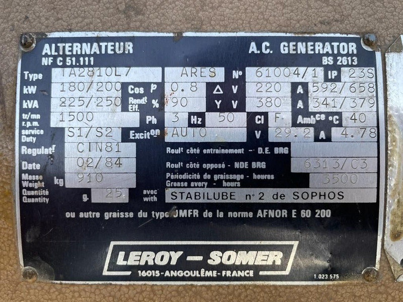 Renault Leroy Somer 250 kVA generatorset - Gerador elétrico: foto 5 Renault Leroy Somer 250 kVA generatorset - Gerador elétrico: foto 5