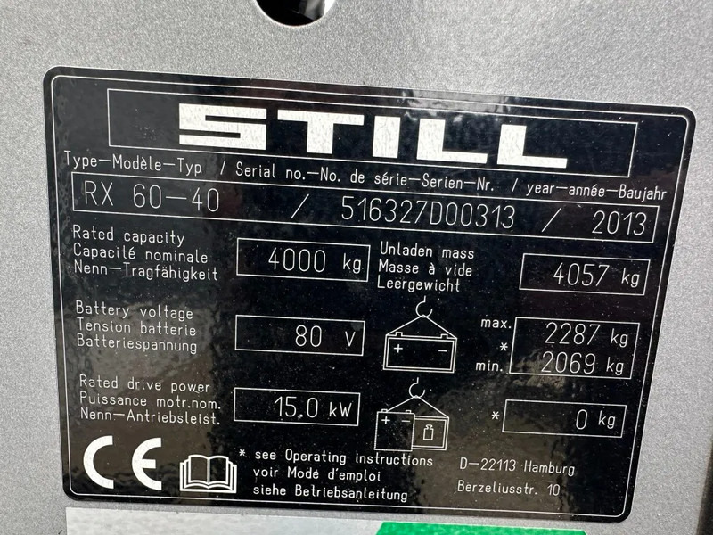Still RX 60-40 4 ton Duplex Sideshift Positioner Elektra Heftruck accu 2023 - Empilhador elétrico: foto 5 Still RX 60-40 4 ton Duplex Sideshift Positioner Elektra Heftruck accu 2023 - Empilhador elétrico: foto 5