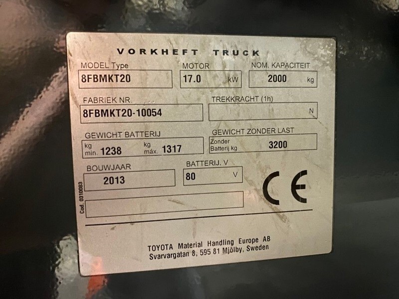Toyota 2 ton Traigo 20 Duplex Freelift Sideshift Elektra Heftruck - Empilhador elétrico: foto 5 Toyota 2 ton Traigo 20 Duplex Freelift Sideshift Elektra Heftruck - Empilhador elétrico: foto 5